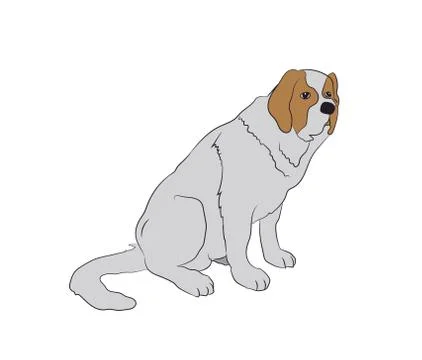 Dog sitting, lines, vector Stock-Illustration