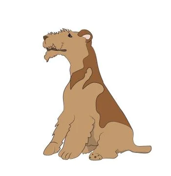 Dog sitting, lines, vector Stock Illustration