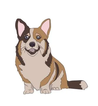 Dog sitting, lines, vector Stock Illustration