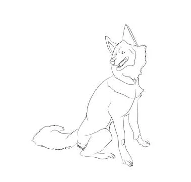 Dog sitting, lines, vector Stock Illustration