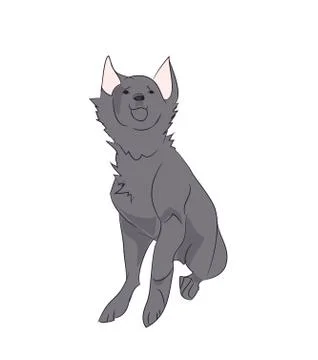 Dog sitting, lines, vector Illustrazione stock