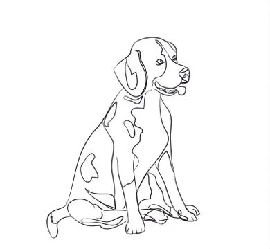 Dog sitting, lines, vector Illustrazione stock
