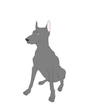 Dog sitting, lines, vector Stock Illustration