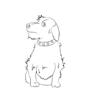 Dog sitting, lines, vector Illustrazione stock