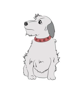 Dog sitting, lines, vector Illustrazione stock