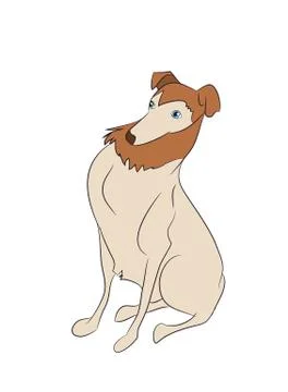 Dog sitting, lines, vector Stock-Illustration