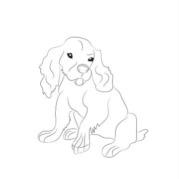 Dog sitting, lines, vector Illustrazione stock