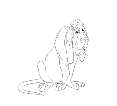 Dog sitting, lines, vector Stock Illustration