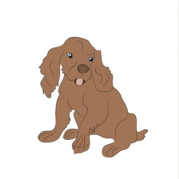 Dog sitting, lines, vector Illustrazione stock