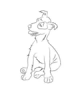 Dog sitting, lines, vector Illustrazione stock