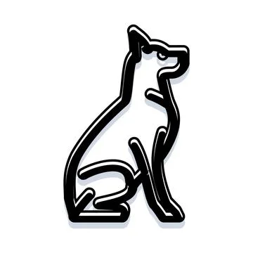 Dog sitting looking up simple outline icon Stock Illustration