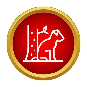 Dog sitting next to tree icon symbol Stock Illustration