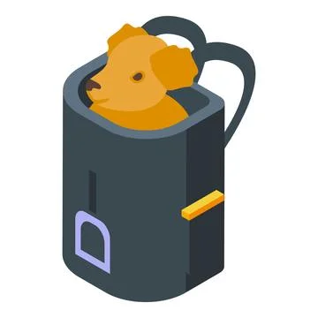 Dog sitting in open pet backpack carrier bag Stock Illustration