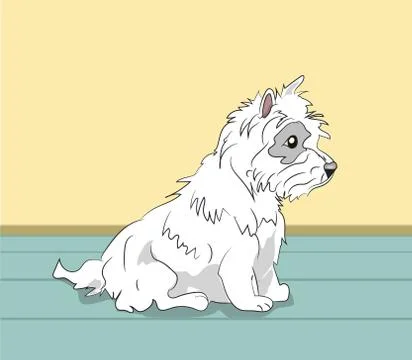 Dog sitting in a room, vector Illustrazione stock