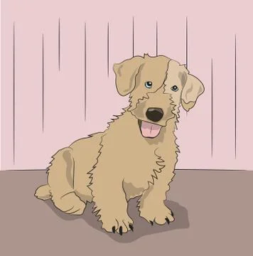 Dog sitting in a room, vector Illustrazione stock