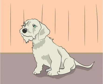 Dog sitting in a room, vector Illustrazione stock