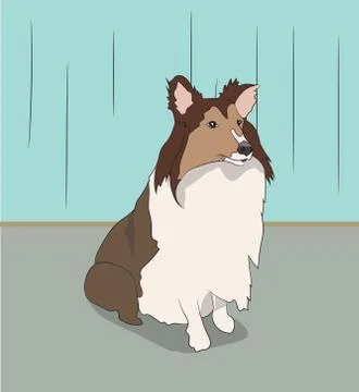 Dog sitting in a room, vector Illustrazione stock