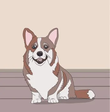 Dog sitting in a room, vector Illustrazione stock