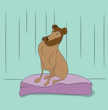 Dog sitting in a room, vector Illustrazione stock