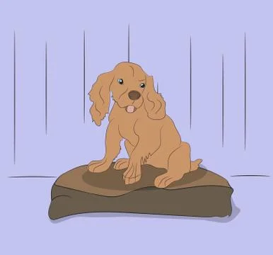 Dog sitting in a room, vector Illustrazione stock