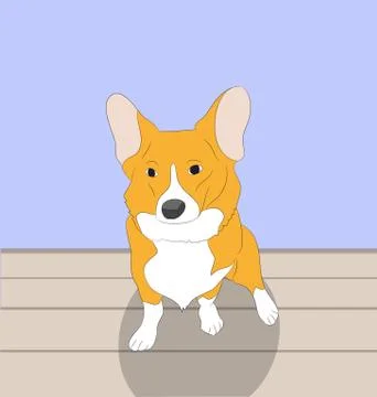Dog sitting in a room, vector Illustrazione stock