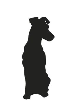 Dog sitting, silhouette, vector Stock-Illustration