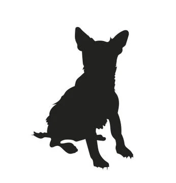 Dog sitting, silhouette, vector Illustrazione stock