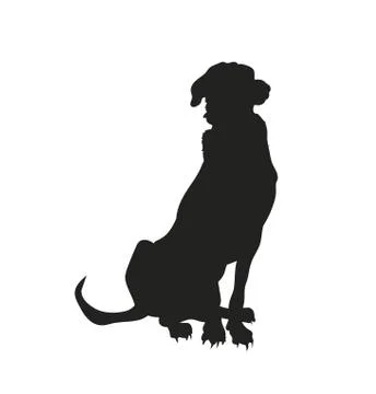 Dog sitting, silhouette, vector Stock Illustration