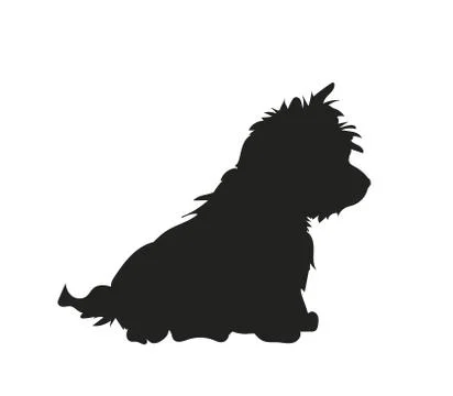 Dog sitting, silhouette, vector Illustrazione stock