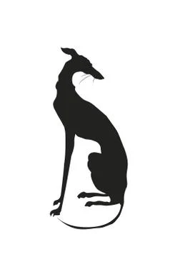 Dog sitting, silhouette, vector Stock Illustration