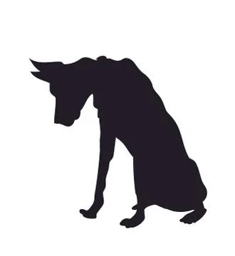 Dog sitting, silhouette, vector Stock Illustration