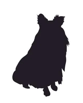 Dog sitting, silhouette, vector Stock Illustration