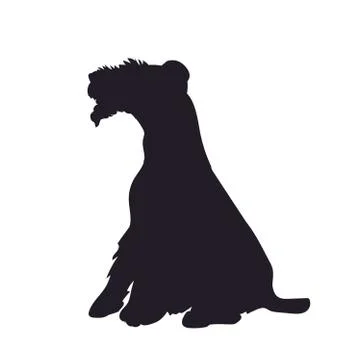Dog sitting, silhouette, vector Stock-Illustration