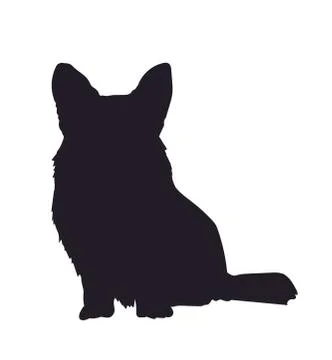 Dog sitting, silhouette, vector Stock-Illustration