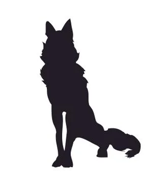 Dog sitting, silhouette, vector Stock Illustration