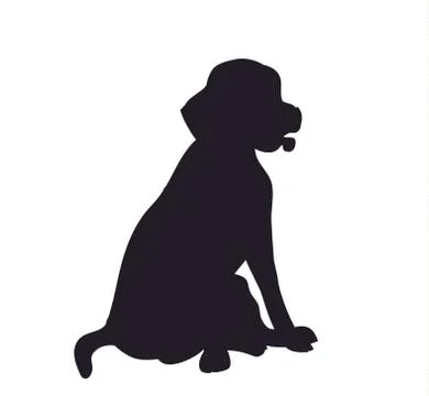 Dog sitting, silhouette, vector Stock Illustration