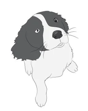 Dog sitting, silhouette, vector Illustrazione stock