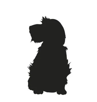 Dog sitting, silhouette, vector Illustrazione stock