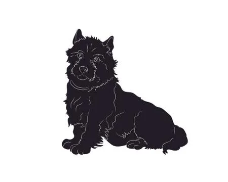 Dog sitting, silhouette, vector Stock Illustration