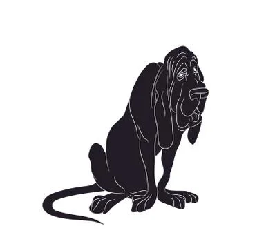 Dog sitting, silhouette, vector Stock Illustration