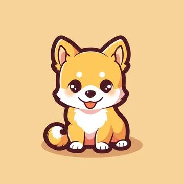 Dog that is sitting on a yellow background Stock Illustration