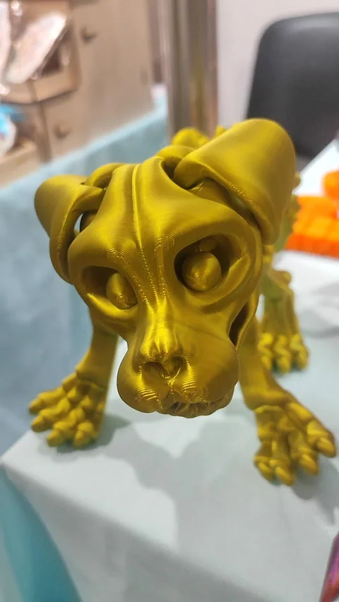 Dog skeleton head printed 3D printer molten plastic close-up. Creative Vertical Stock Footage 303953318