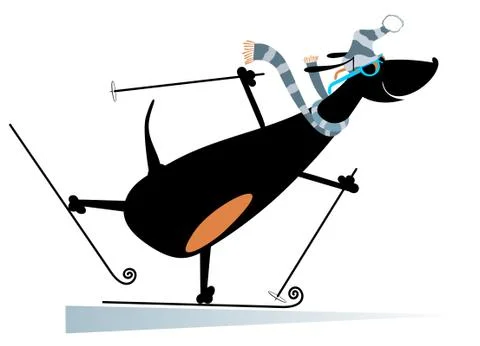 Dog a skier Stock Illustration