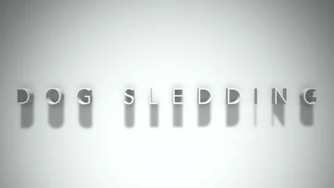 Dog sledding 3D title animation with shadows on a white background Stock Footage 298006335
