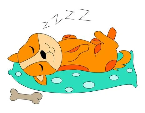 Dog is sleeping on the bed vector illustration Illustrazione stock