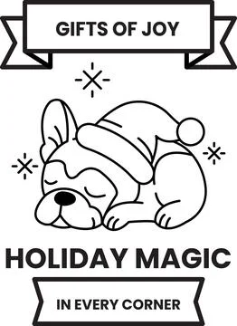 A dog is sleeping in a Christmas hat Stock Illustration