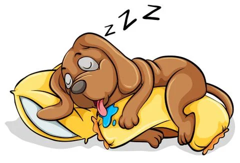 A dog sleeping with a pillow Ilustración de archivo