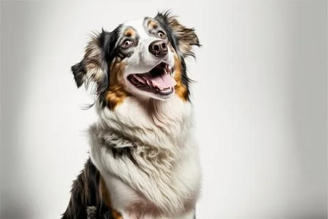 A dog is smiling on white background, Made by AI,Artificial intelligence Stock Illustration