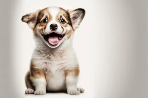 A dog is smiling on white background, Made by AI,Artificial intelligence Stock Illustration