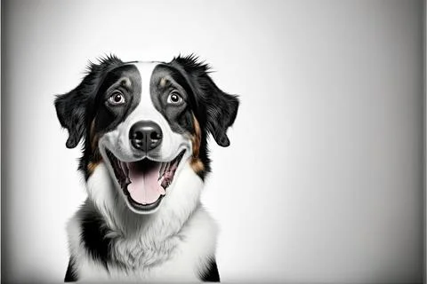 A dog is smiling on white background, Made by AI,Artificial intelligence Stock Illustration